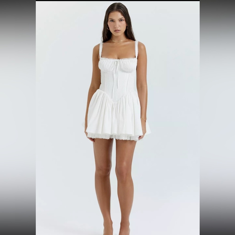 NEW HOUSE OF CB 'Pietra' White Corset Mini Dress /Size L-US 8-10